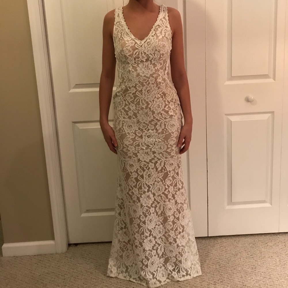 White lace prom dress